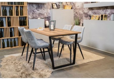 Стол деревянный Лота Лофт 140*25 мм дуб вотан, матовый черный