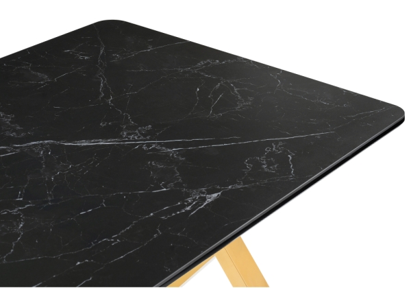 Керамический стол Селена 3 180х90 черный мрамор, золото