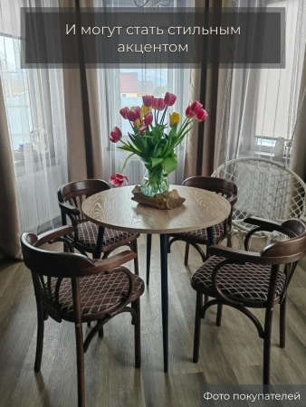 Стул Венский темный тон, букле серый MOSS 960, дуги назад