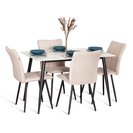 Стул обеденный Bari бежевый, ткань и металл, мягкое сиденье, без подлокотников