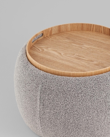 Пуф-столик Люкке с ящиком серый