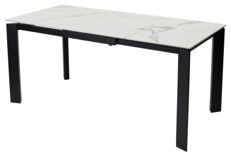 Стол CORNER 120 GLOSS STATUARIO WHITE SINTERED STONE, BLACK