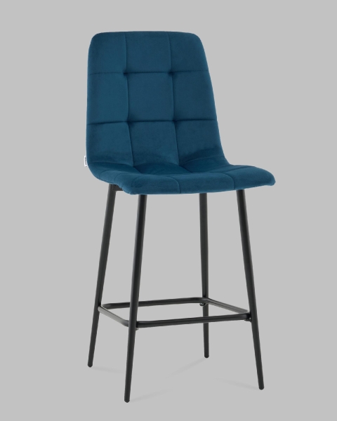 Стул полубарный Одди велюр синий Стул полубарный Одди велюр синий