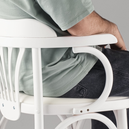 Деревянный стул Венский белый с мягким сиденьем из экокожи