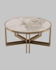 Журнальный столик Алиада 90х90 см светлая керамика сталь шампань