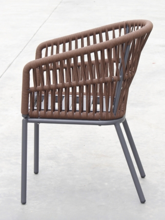 Кресло плетеное с серыми подушками Tagliamento Favorita темно-коричневый