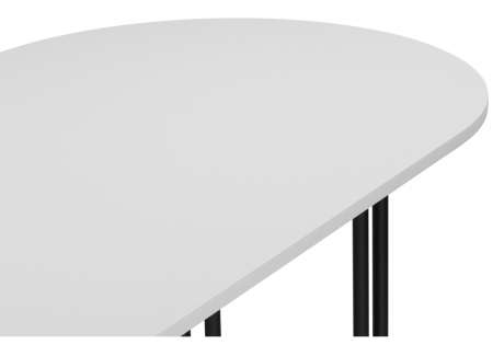 Стол деревянный Хьюго О 200 х 90 белая шагрень пленка, черные ноги