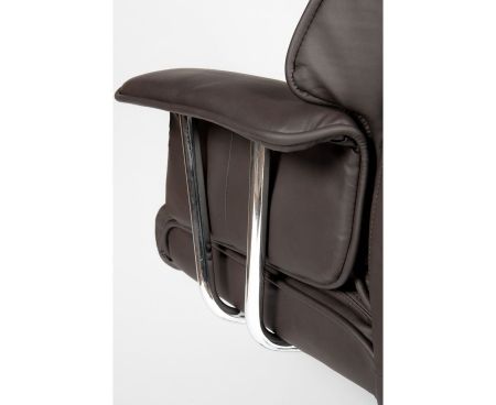 Кресло офисное Президент сталь и хром, темно-коричневая кожа