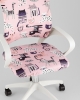 Кресло офисное TopChairs Simple SN Junior принт Pink Cats пластик белый