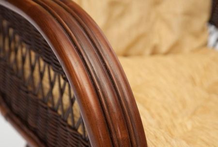 Кресло-качалка "ANDREA Relax Medium" с подушкой, античный орех, ткань рубчик, кремовый