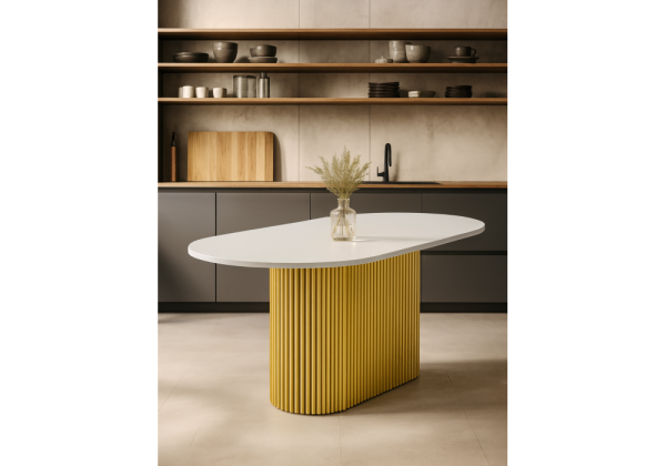 Стол деревянный Барон О 160 х 90 белая пленка шагрень, золотые ноги Стол деревянный Барон О 160 х 90 белая пленка шагрень, золотые ноги