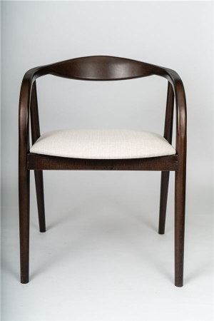 Деревянное полукресло венское Diona темный орех с мягким сиденьем из бежевой ткани Тесла 01