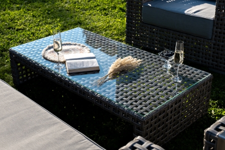 "Тито" лаунж-зона из искусственного ротанга, цвет серый