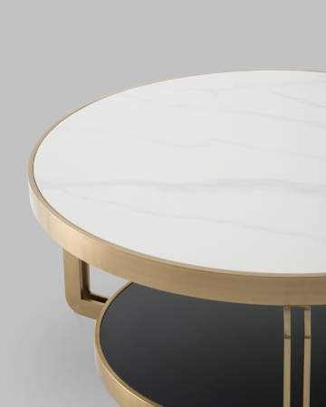 Журнальный столик Калисто 90*90 см светлая и темная керамика