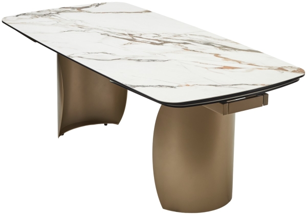 Стол BRONTE 200 раскладной KL-188 Контрастный мрамор матовый, итальянская керамика, Шампань