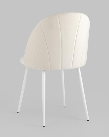 Стул Логан SN велюр молочный белые ножки