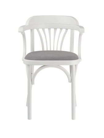 Деревянный стул Венский белый с мягким сиденьем из ткани RS15 с дугами назад