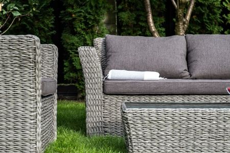 Лаунж-зона "Капучино Сингл" из искусственного ротанга (гиацинт), цвет серый