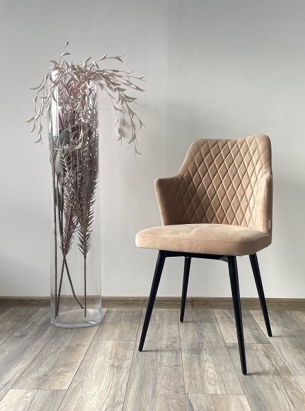 Стул HERMAN 360 градусов, бежевый #5 велюр, черный каркас