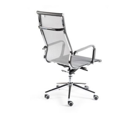 Кресло офисное Хельмут (серый) сталь + хром серая сетка