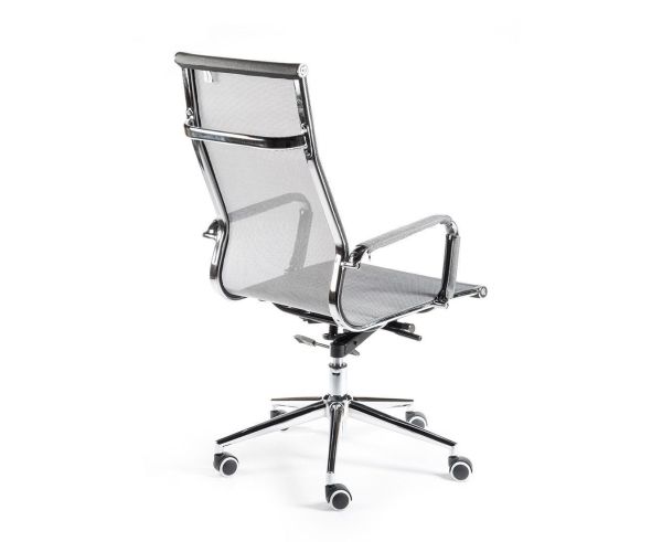 Кресло офисное Хельмут (серый) сталь + хром серая сетка