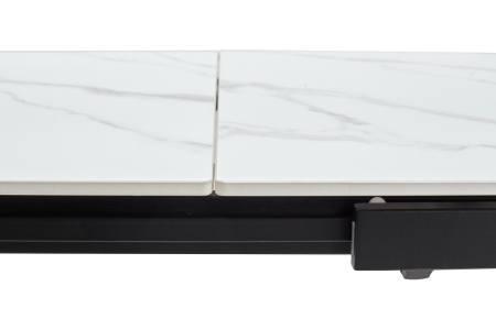 Стол CORNER 120 MATT WHITE MARBLE SINTERED STONE, BLACK