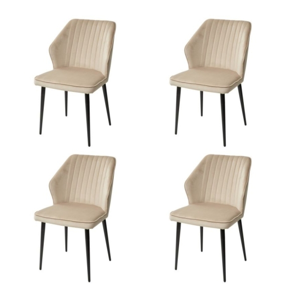 Стул SEATTLE-V бежевый #5 велюр, черный каркас