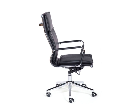 Кресло офисное Харман (черный) хром черная экокожа