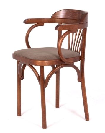 Деревянный стул Венский средний тон с мягким сиденьем из ткани RS 08