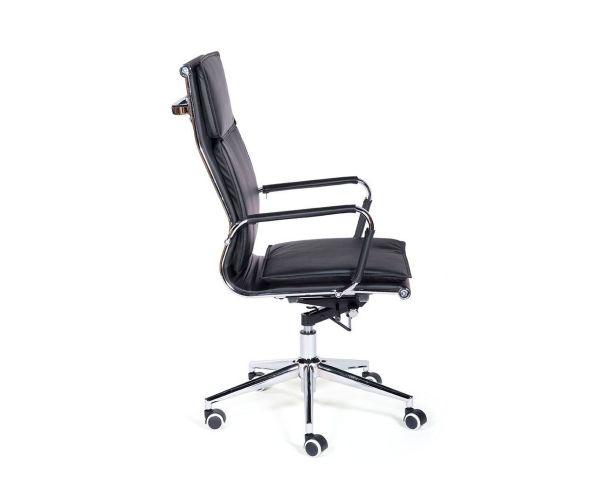 Кресло офисное Харман (черный) хром черная экокожа
