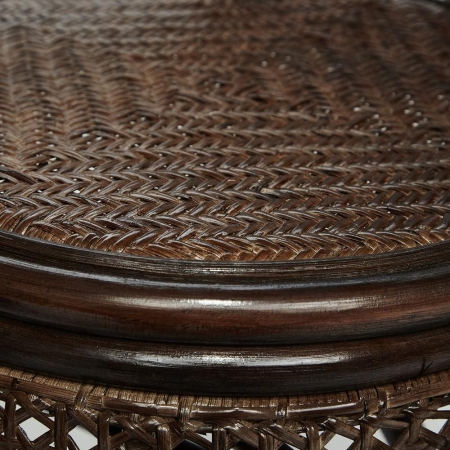 ТЕРРАСНЫЙ КОМПЛЕКТ "PELANGI" (стол со стеклом + 2 кресла) без подушекротанг, кресло 65х65х77 см, стол диаметр 64х61 см, грецкий орех