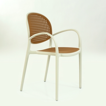 Кресло N-70 цвет белый с бежевой сеткой