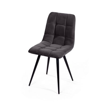 Стул UNO бархат светло-серый, черный конус