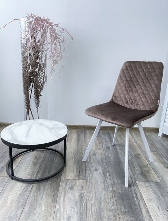 Стул DAIQUIRI BLUVEL-38 латте, белый каркас, велюр