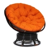 Кресло-качалка "PAPASAN" w 23 и 01 B с подушкой, античный черно-коричневый, ткань оранжевый, С 23