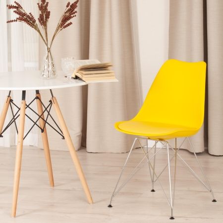 Стул TULIP IRON CHAIR (mod.EC-123) металл и пластик, 54.5*48*83.5 см, желтый
