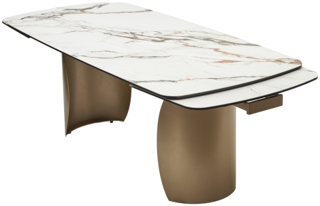 Стол BRONTE 200 раскладной KL-188 Контрастный мрамор матовый, итальянская керамика, Шампань