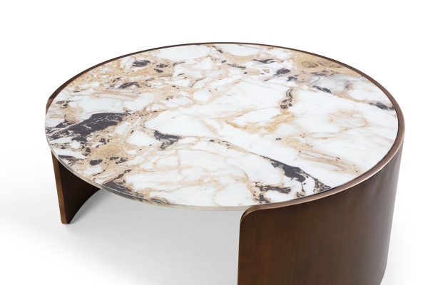 Стол журнальный CT3095CL (D90) белая керамика/бронзовый