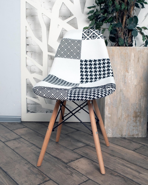 Стул DSW пэчворк черно-белый