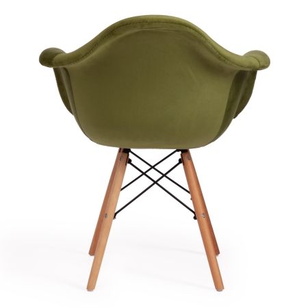 Кресло Secret De Maison CINDY SOFT EAMES (mod. 101) дерево береза, металл, мягкое сиденье, ткань, 61х60х80 см, зеленый (HLR 54), натуральный