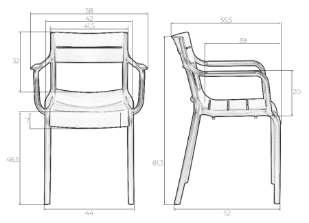 Стул TIM серый, пластик, твердое сиденье, с подлокотниками