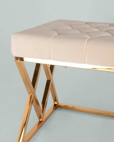 Банкетка ИНСИГНИЯ велюр бежевый, сталь золото