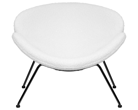 Кресло дизайнерское EMILY, белый (букле) ткань, черное основание