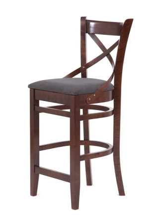 Стул барный "Hugo" темное дерево, серый Стул барный "Hugo" темное дерево, серый