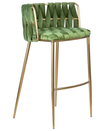 Стул барный EMMA золотой, зеленый велюр VF-08
