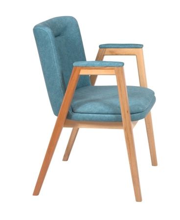 Кресло "Монд" светлое дерево и зеленый, дерево и ткань