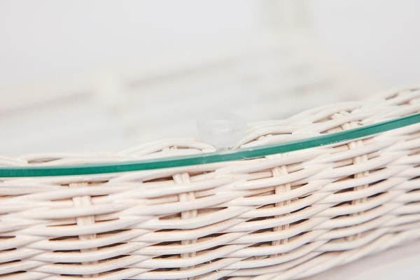 Комплект для отдыха "ANDREA" (диван + 2 кресла + журн. столик со стеклом + подушки) белый, ткань рубчик, кремовый