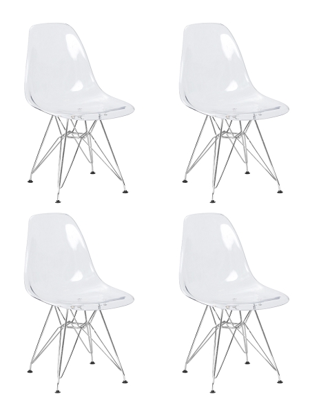 Набор 4 шт Стул обеденный DSR CASPER, ножки хром прозрачный
