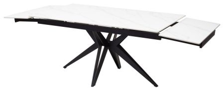 Стол FORIO 160 MATT WHITE MARBLE SINTERED STONE, BLACK