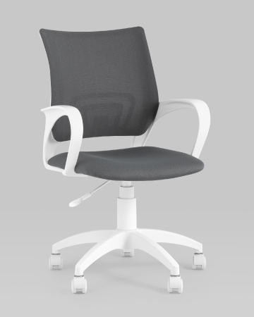 Кресло офисное ST-BASIC-W TopChairs серая ткань крестовина белый пластик